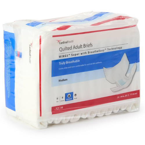 BRIEFS DIAPERS ADULT SUPER ABS DISP LF 32-44IN MD QUILTED WHITE WINGS (12/PK 8PK/CS) [150-87083]