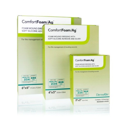 DRESSINGS FOAM SILICONE SELF-ADH BORDER W/SILVER LF ST 6IN X 6IN AG (10/BX) [600-49660]