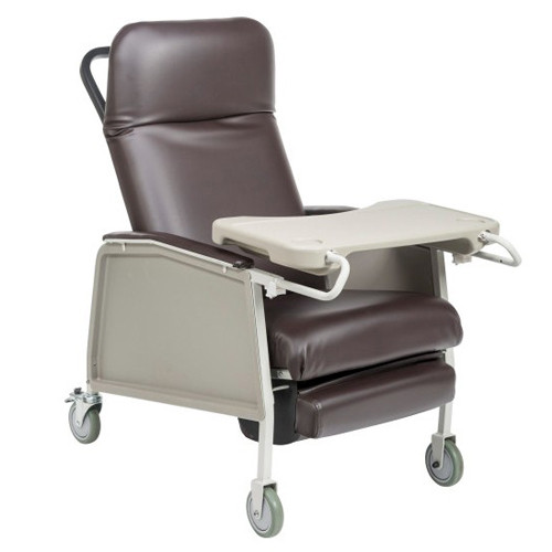 CHAIR GERI RECLINER BARIATRIC W/TRAY 500LB CAP 3-POSITION CHOCOLATE (EA) [500-GCW-3PCHOC]