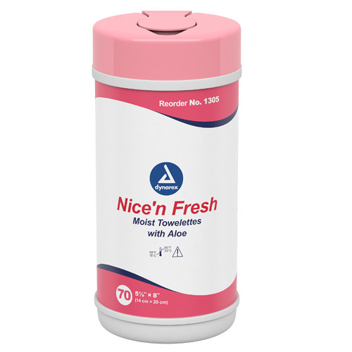 WIPES MOIST DISP SPUNLACE LF 6IN X 8IN ANTISEPTIC W/20% ALCOHOL TUB DYNAREX (70/TUB 18TUB/CS) [500-WP70]