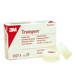 TAPES SURGICAL PLASTIC TRANS WTRPRF LF NS 1IN X 10YD TRANSPORE (12RL/BX 10BX/CS) [3M1527-1]