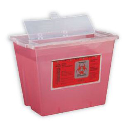 SHARPS CONTAINERS 8 QT / 2 GAL VERTICAL ENTRY LID TRANSPARENT RED (30/CS) [500-8508-R]