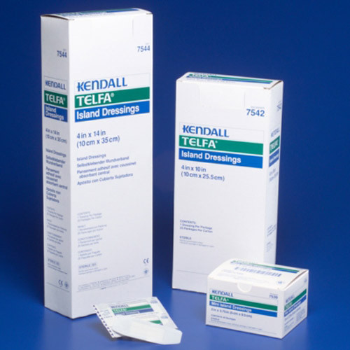 DRESSINGS NON-ADH ABS PADS ADH BORDER LF ST 4IN X 8IN ISLAND TELFA (25PK/BX 4BX/CS) [150-7541]