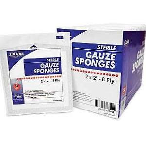 DRESSINGS GAUZE SPONGES ST 8PLY 4IN X 4IN DUKAL (2/PK 50PK/BX 12BX/CS) [500-GS44S-PK]