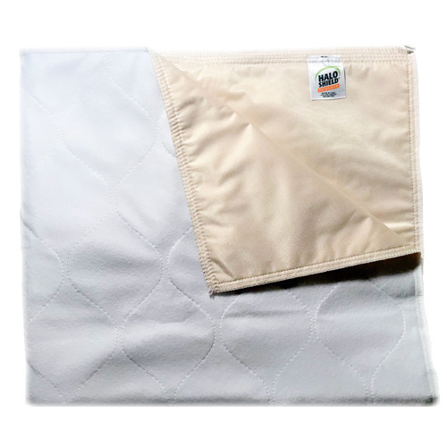 UNDERPADS REUSABLE 34IN X 36IN HEAVY SOAKER TRICOT 100% BRUSHED POLYVINYL W/HALOSHIELD ODOR PROTECTION TAN BACKING MADE USA (2DZ/CS) [600-UPAD-HOE]