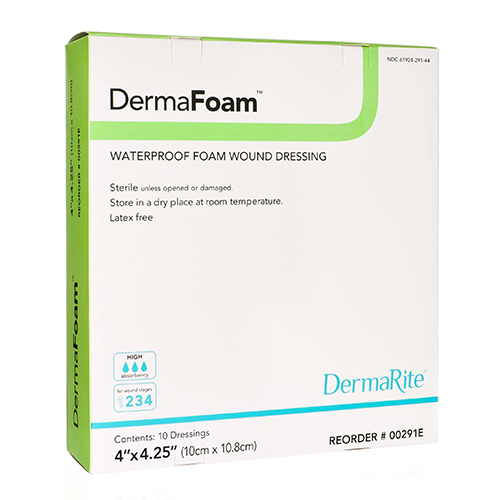 DRESSINGS FOAM HYDROPHILIC NON-ADH WTRPRF LF ST 4IN X 4.25IN (10/BX) [600-6210-F4-EA]