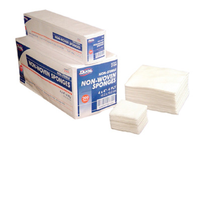 DRESSINGS GAUZE SPONGES ST NON-WOVEN 4PLY 4IN X 4IN DUKAL (2/PK 50PK/BX 12BX/CS) [500-GS44-4S-PK]
