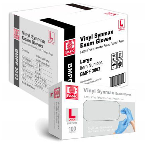 GLOVES EXAM SYNTH STRETCH VINYL PF DISP LF NS 240MM LG (100/BX 10BX/CS) [600-SS13-BX]