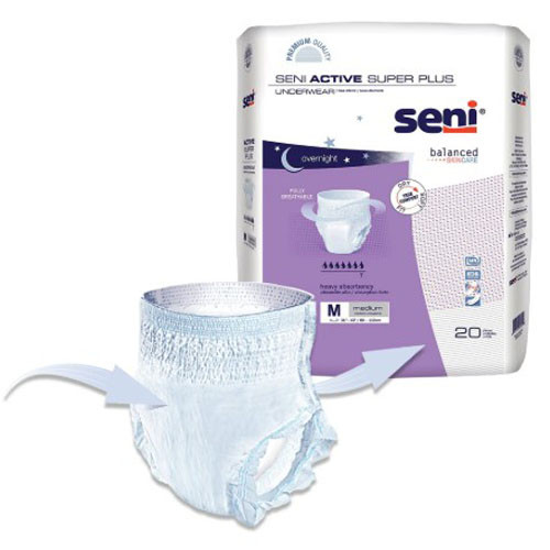 BRIEFS PULL UPS ADULT ABS DISP 31-43IN LF MD WHITE SENI ACTIVE SUPER PLUS (20/PK 4PK/CS) [100-S-ME20-AP1]