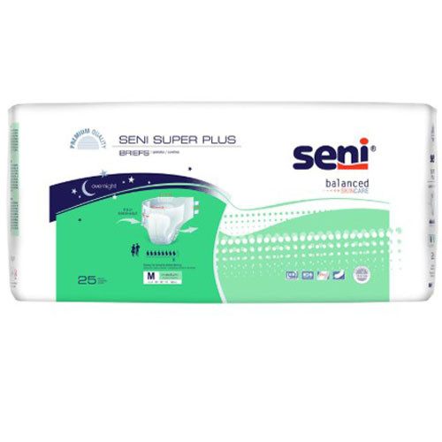 BRIEFS DIAPERS ADULT SUPER PLUS ABS DISP LF 30-43IN MD WHITE SENI (25/PK 3PK/CS) [100-S-ME25-BP1]
