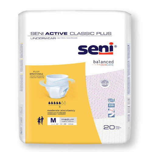 BRIEFS PULL UPS ADULT ABS DISP 31-43IN LF MD WHITE SENI ACTIVE CLASSIC PLUS (20/PK 4PK/CS) [100-S-ME20-AC2]