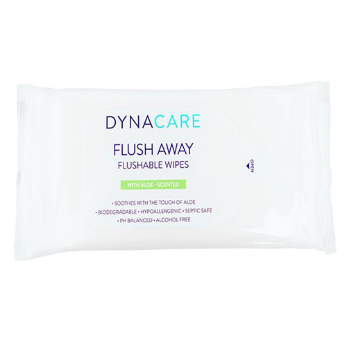 WIPES MOIST DISP FLUSHABLE LF 9IN X 13IN BIODEGRADABLE W/ALOE PACK FLUSH AWAY (24/PK 24PK/CS) [600-WCF913P]