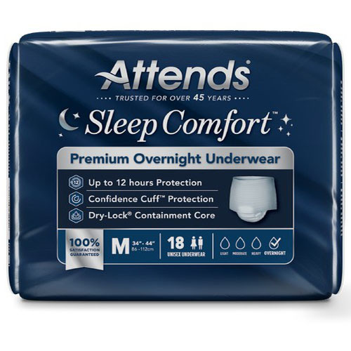 BRIEFS PULL UPS ADULT OVERNIGHT ABS DISP LF 34-44IN MD WHITE ATTENDS SLEEP COMFORT MADE USA (18/PK 4PK/CS) [338-SCPO20]