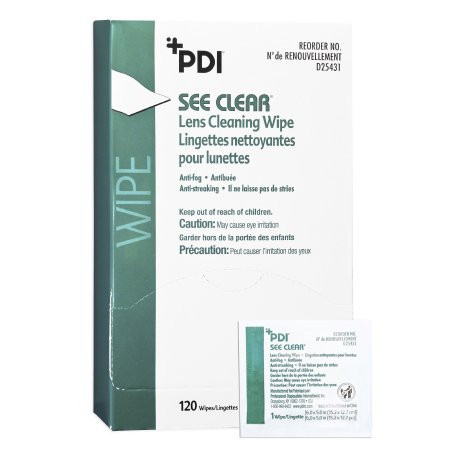 SANITIZERS LENS WIPES ETHYL ALCOHOL 25% F/EYE GLASSES DISP 6IN X 5IN (120/BX 12BX/CS) [PDI19831-BX]