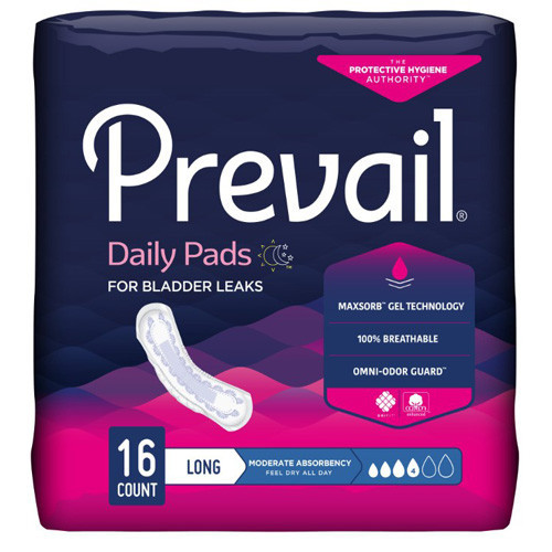 PADS BLADDER CONTROL GUARDS MOD ABS DISP LF 5IN X 11IN WHITE PREVAIL MADE USA (16/PK 9PK/CS) [009-BC013-PK]