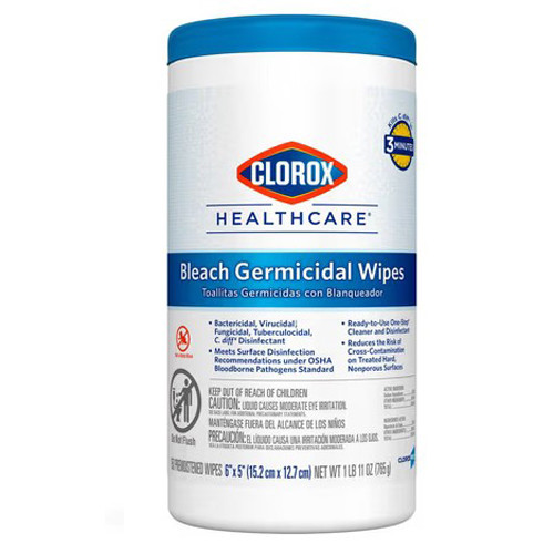 WIPES SURFACE DISINFECTANT GERMICIDAL DISP BLEACH 5IN X 6IN UNSCENTED CLOROX (150/TUB 6TUB/CS) [CLO30577]