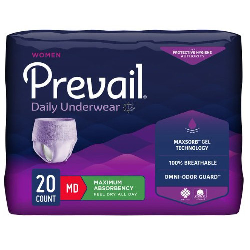 BRIEFS PULL UPS ADULT FEMALE STYLE EXTRA ABS DISP LF 34-46IN SM/MD LAVENDER PREVAIL UNDERWEAR FOR WOMEN MADE USA (20/PK 4PK/CS) [009-PWC512-PK]