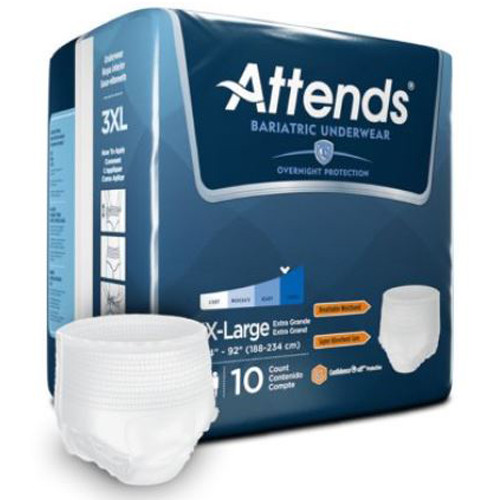BRIEFS PULL UPS ADULT SUPER ABS DISP LF 74-92IN 3XL WHITE ATTENDS BARIATRIC MADE USA (10/PK 4PK/CS) [338-AU60-PK]