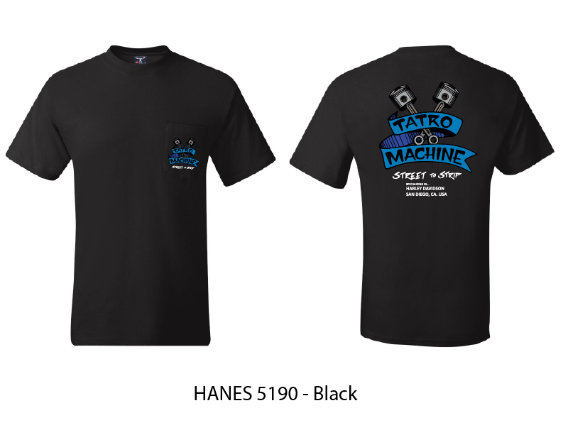 a machine ネイビー 刺繍ロゴ Tシャツ Hanes 5190 SSP 6oz Short Sleeve Pocket T-Shirt