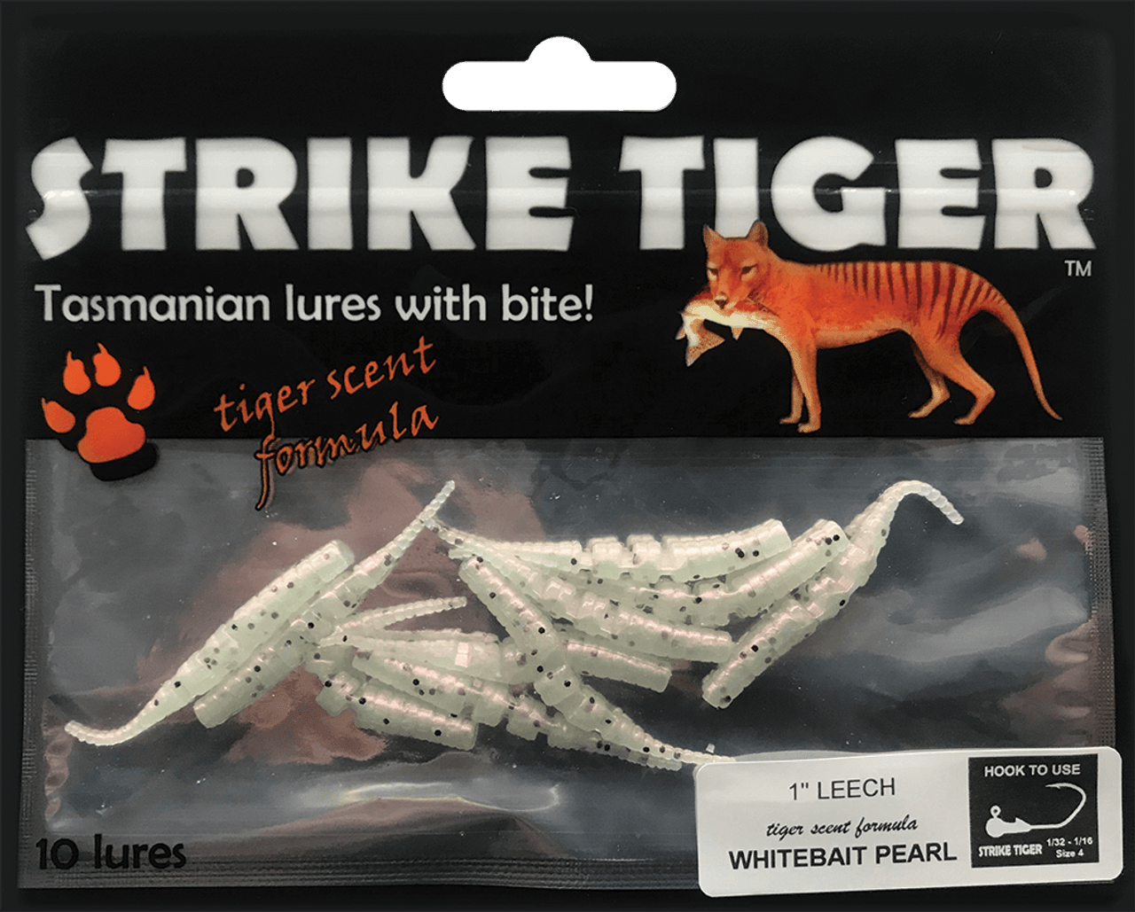 Strike Tiger 1 leech - WHITEBAIT PEARL (10 pack)