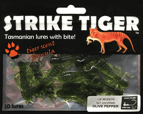 Strike Tiger 1.8" mudeye - OLIVE PEPPER (10 pack)