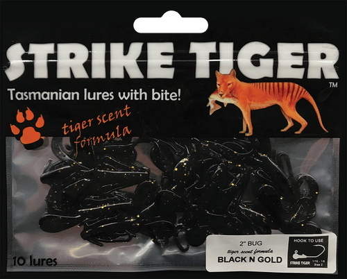 Strike Tiger 2" bug - BLACK N GOLD (10 pack)