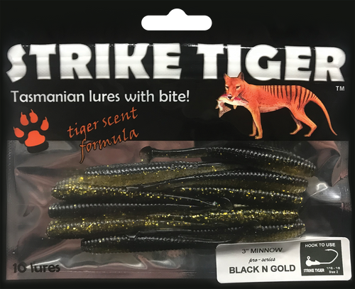 Strike Tiger 3" minnow pro series - BLACK N GOLD (10 pack)