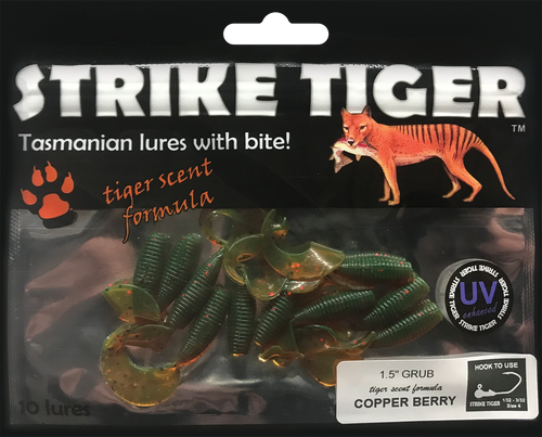 Strike Tiger 1.5" grub - COPPER BERRY (10 pack)