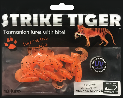 Strike Tiger 1.5" grub - VODKA N ORANGE (10 pack)