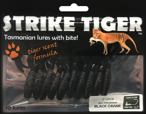 Strike Tiger 3" grub - BLACK CAVIAR (10 pack)