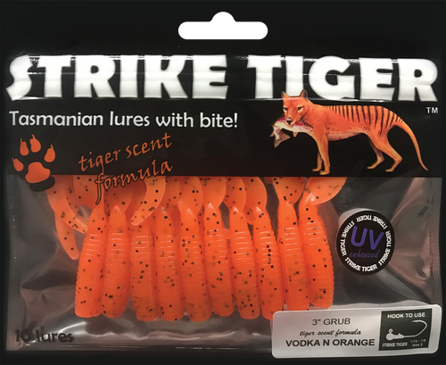 Strike Tiger 3" grub - VODKA N ORANGE (10 pack)