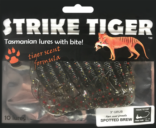 Strike Tiger 3" grub - SPOTTED BREW (10 pack)
