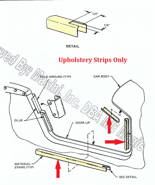 Door Trim Strips, "Tan" Upholstery Only, Gazelle / SSK  (Set of Two) Door Trim Strips, "Tan" Upholstery Only, Gazelle / SSK  (Set of Two)