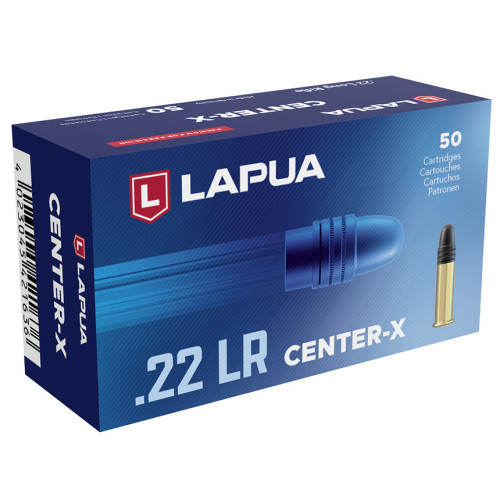 Lapua Center-X .22 LR match ammunition, 40 grain lead round nose, 50-round box