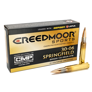 Creedmoor Sports .30-06 150 Gr Berger OTM Ammo with Lapua Brass 100 Ct