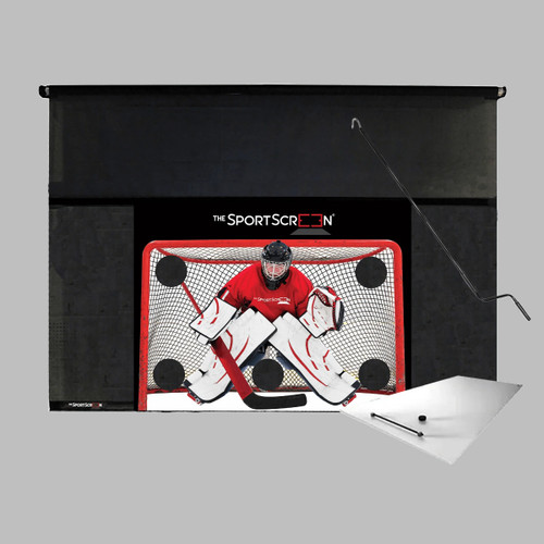 The SportScreen Hand Crank Rollup Shooting Tarp + Shooting Pad Bundle xHockeyProducts.ca Canada