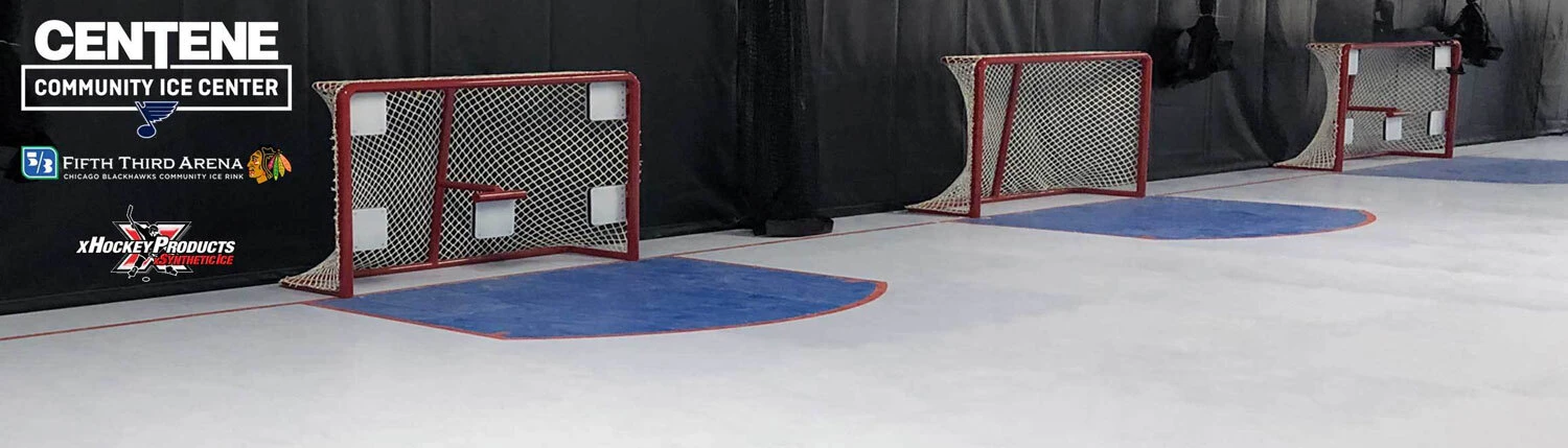 xSynthetic Ice rinks with shooting stations at Centene Community Ice Center and Fifth Third Arena
