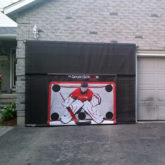 The SportScreen Remote Controlled Rollup Shooting Tarp from xHockeyProducts.ca Canada