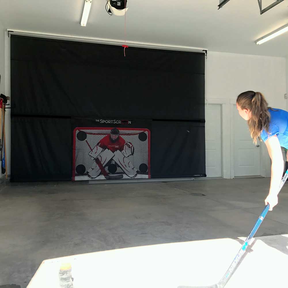 The SportScreen Remote Controlled Rollup Shooting Tarp from xHockeyProducts.ca Canada