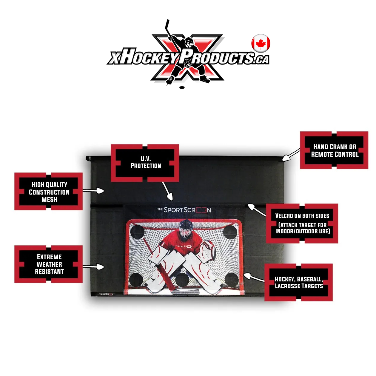 The SportScreen Hand Crank Rollup Shooting Tarp xHockeyProducts.ca Canada