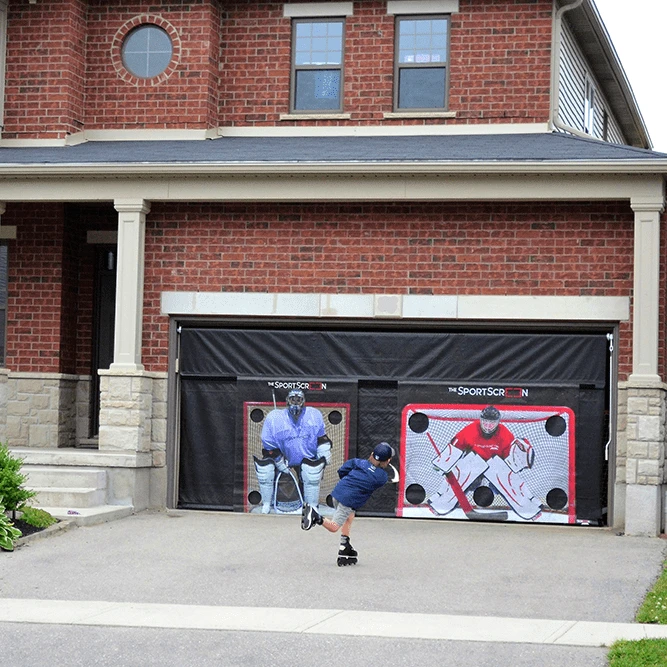 The SportScreen Remote Controlled Rollup Shooting Tarp from xHockeyProducts.ca Canada
