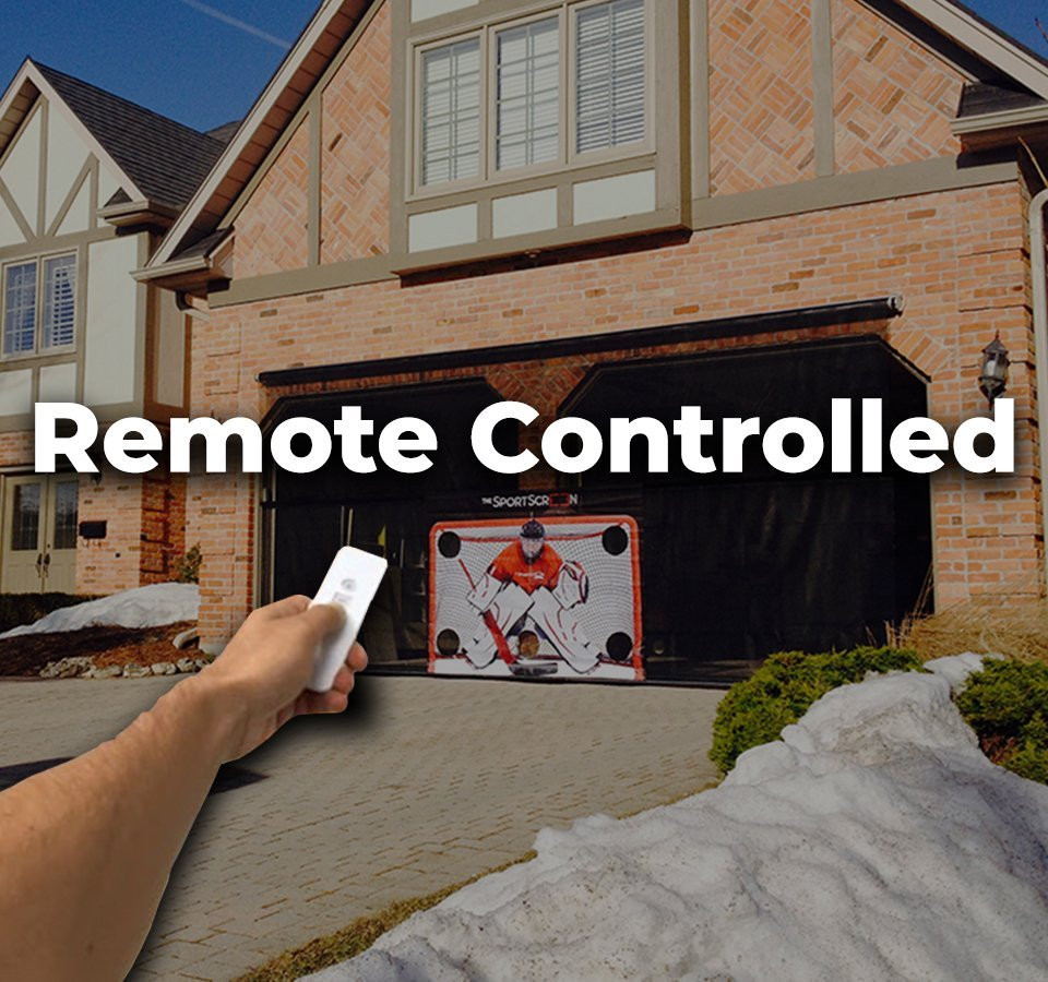 The SportScreen Remote Controlled Rollup Shooting Tarp + Shooting Pad Bundle from xHockeyProducts.ca Canada