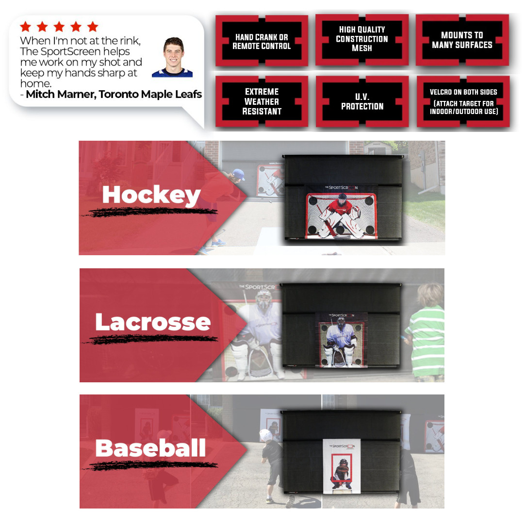 The SportScreen Remote Controlled Rollup Shooting Tarp + Shooting Pad Bundle from xHockeyProducts.ca Canada