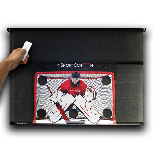 The SportScreen Remote Controlled Rollup Shooting Tarp + Shooting Pad Bundle from xHockeyProducts.ca Canada