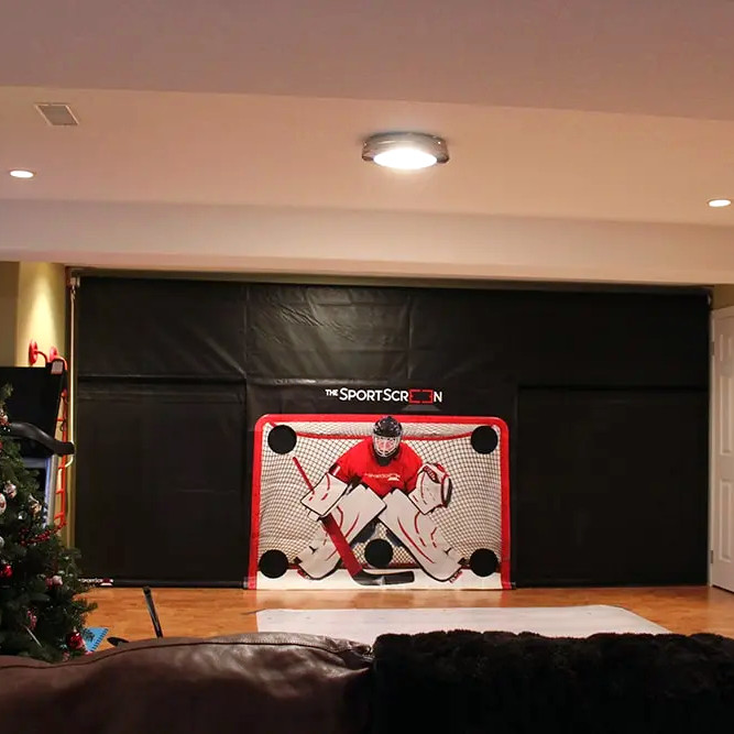 The SportScreen Remote Controlled Rollup Shooting Tarp + Shooting Pad Bundle from xHockeyProducts.ca Canada