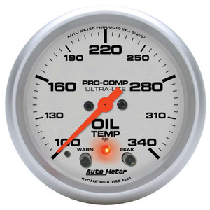 Autometer 2-5/8in U/L Oil Temp Gauge w/Peak & Warning 4440