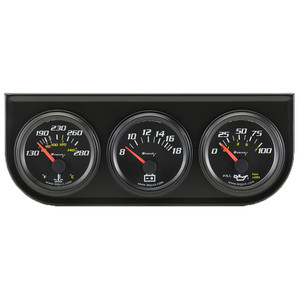 Equus 2.0 Dia Triple Gauge Set w/Black Panel E6200