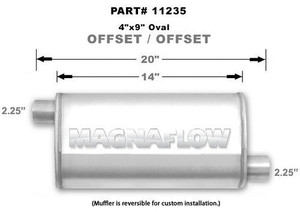 Magnaflow Perf Exhaust Stainless Muffler 2.25in. Offset In/Out 11235 Magnaflow Perf Exhaust Stainless Muffler 2.25in. Offset In/Out 11235