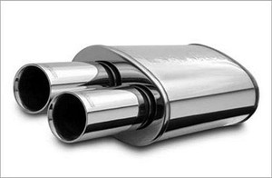 Magnaflow Perf Exhaust Stainless Muffler 2.25in In / Dual 3in Tips Out 14815