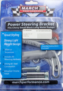 March Performance Power Steering Bracket SBC Chrome P80160-06